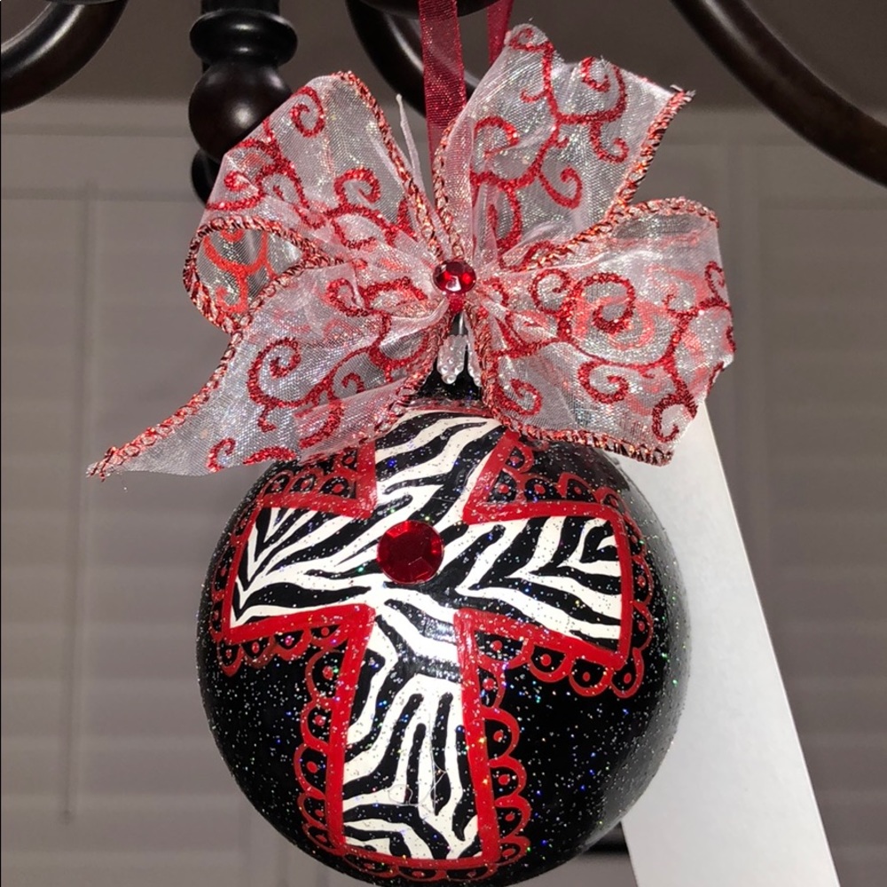 Zebra Cross Christmas Ornament